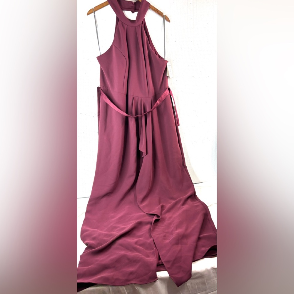 Vera Wang White 18 Formal Halter Burgandy Plum Maxi Dress